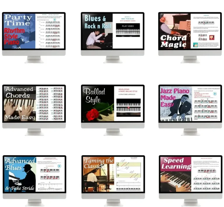Pianoforall course materials showing the piano lesson modules